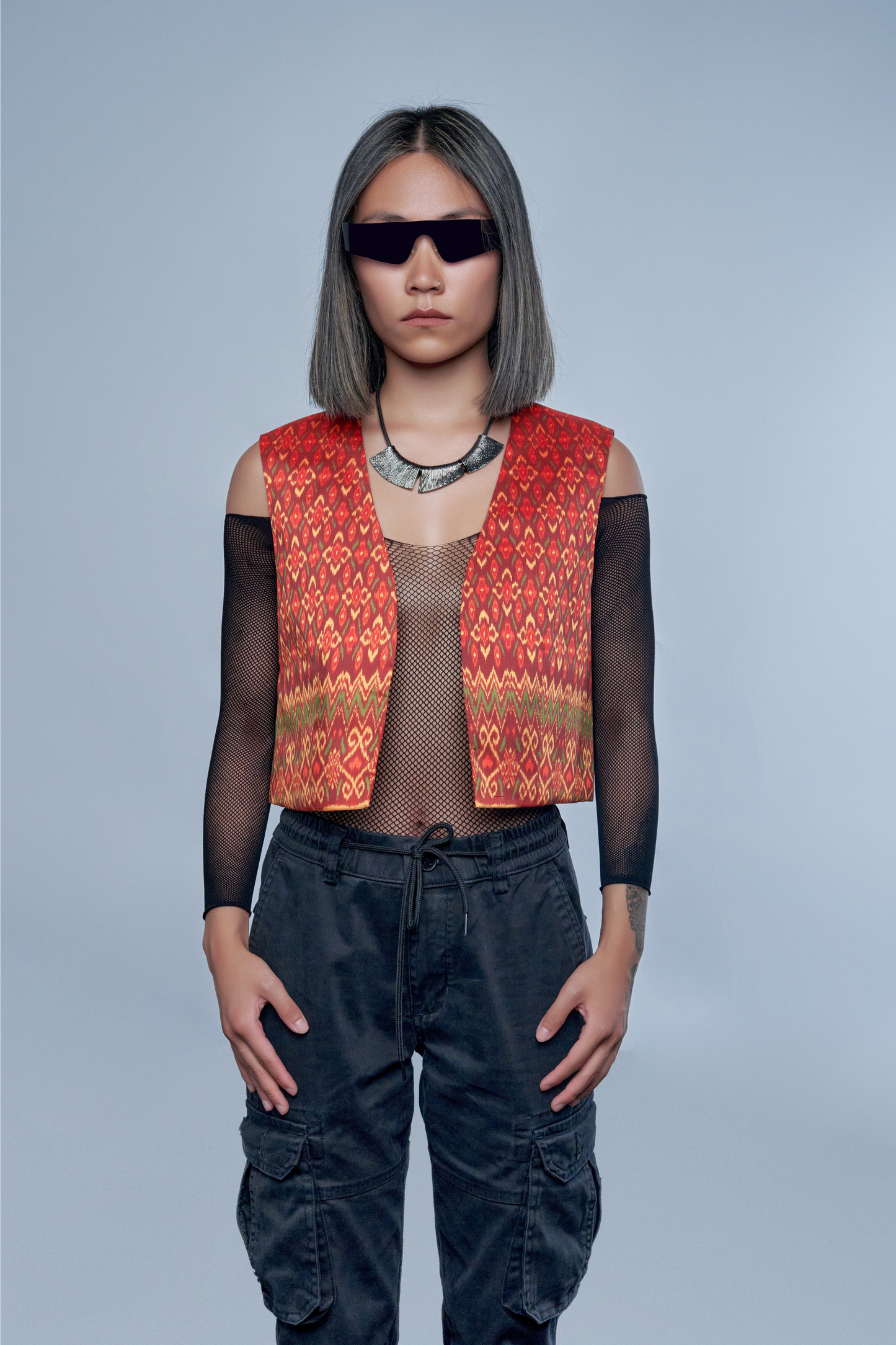 Heritage Red Vest - 100% Pure Cambodian Silk - Women