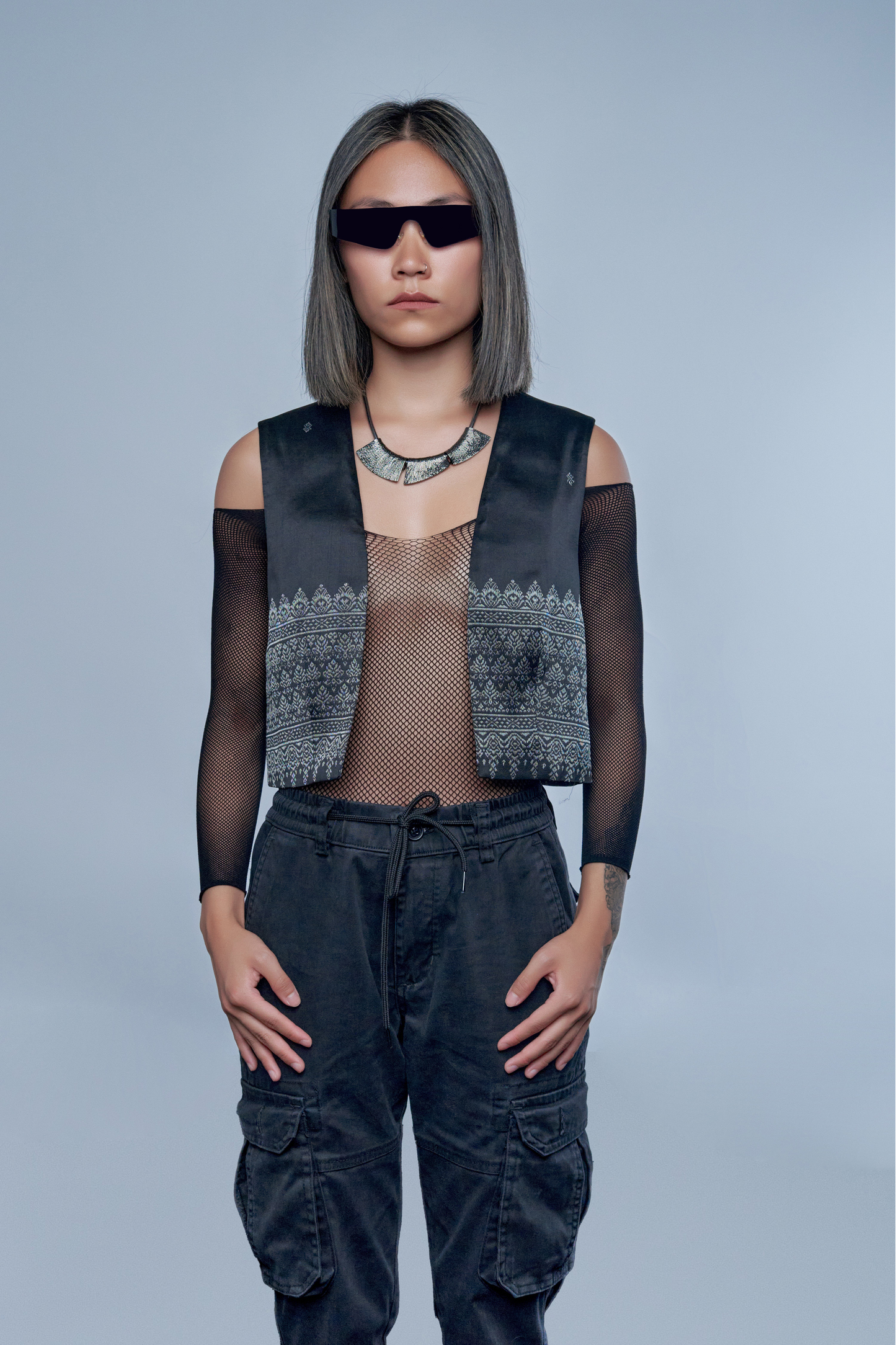 Legacy Black Vest - Cambodian Blended Silk - Women