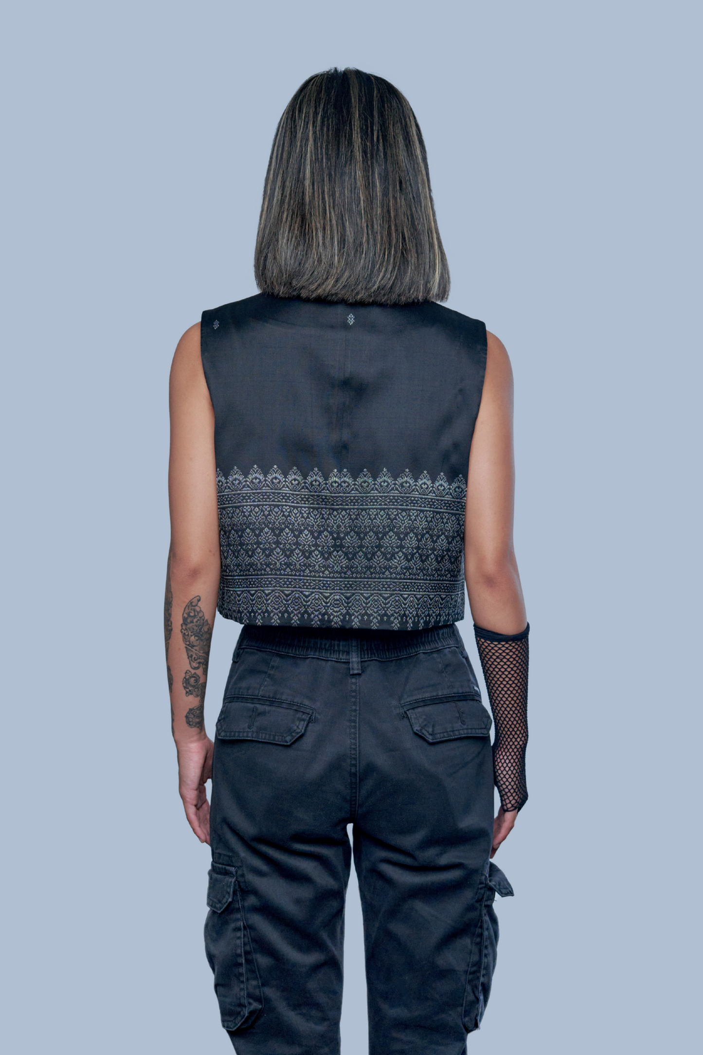 Legacy Black Vest - Cambodian Blended Silk - Women