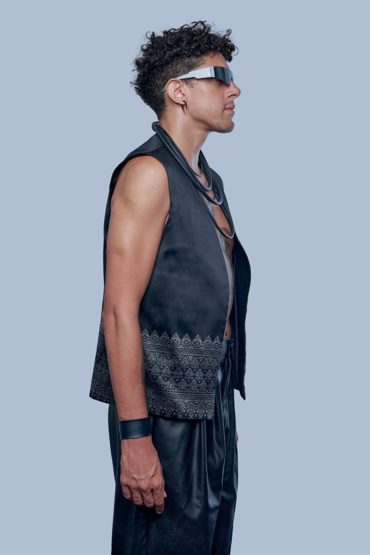 Legacy Black Vest - Cambodian Blended Silk - Men