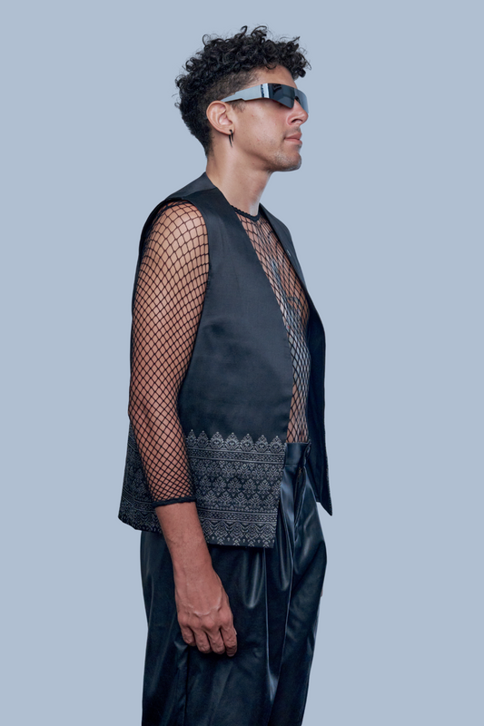 Legacy Black Vest - Cambodian Blended Silk - Men