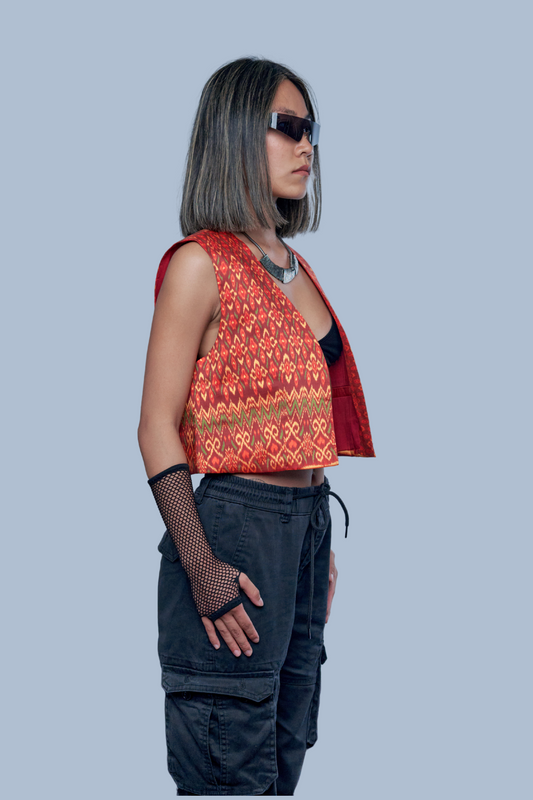Heritage Red Vest - 100% Pure Cambodian Silk - Women