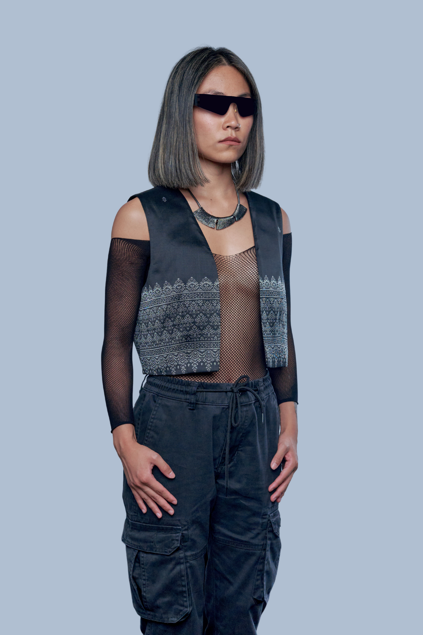 Legacy Black Vest - Cambodian Blended Silk - Women