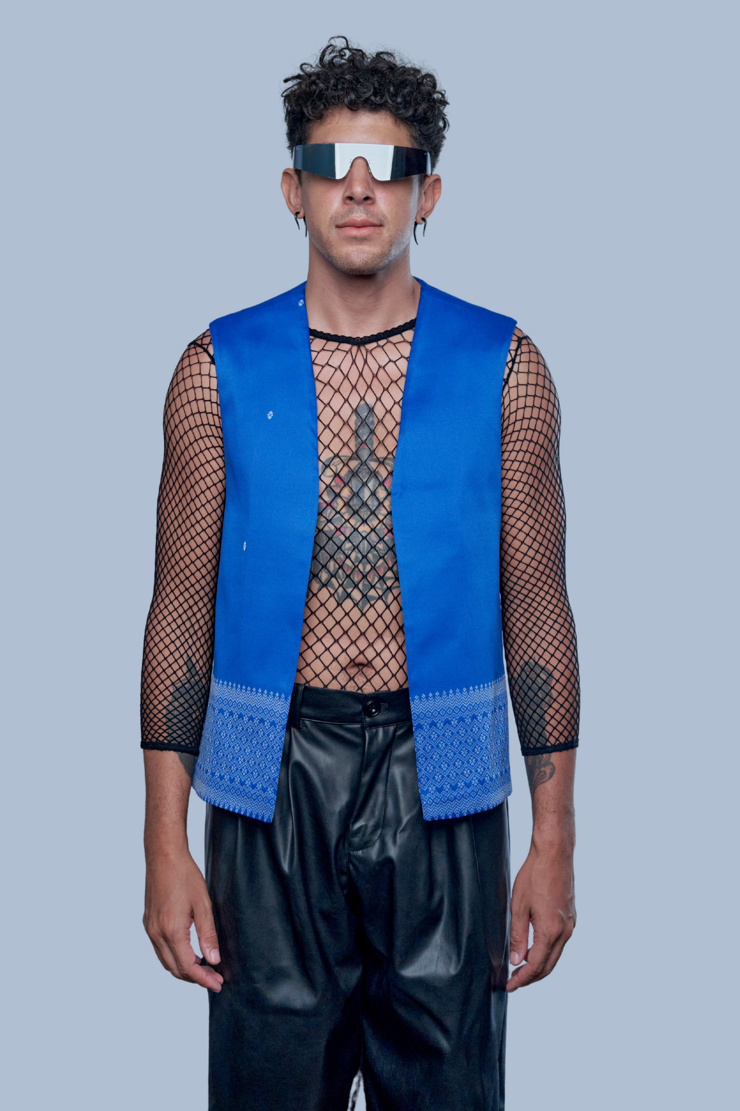 Empire Blue Vest - Cambodian Blended Silk - Men