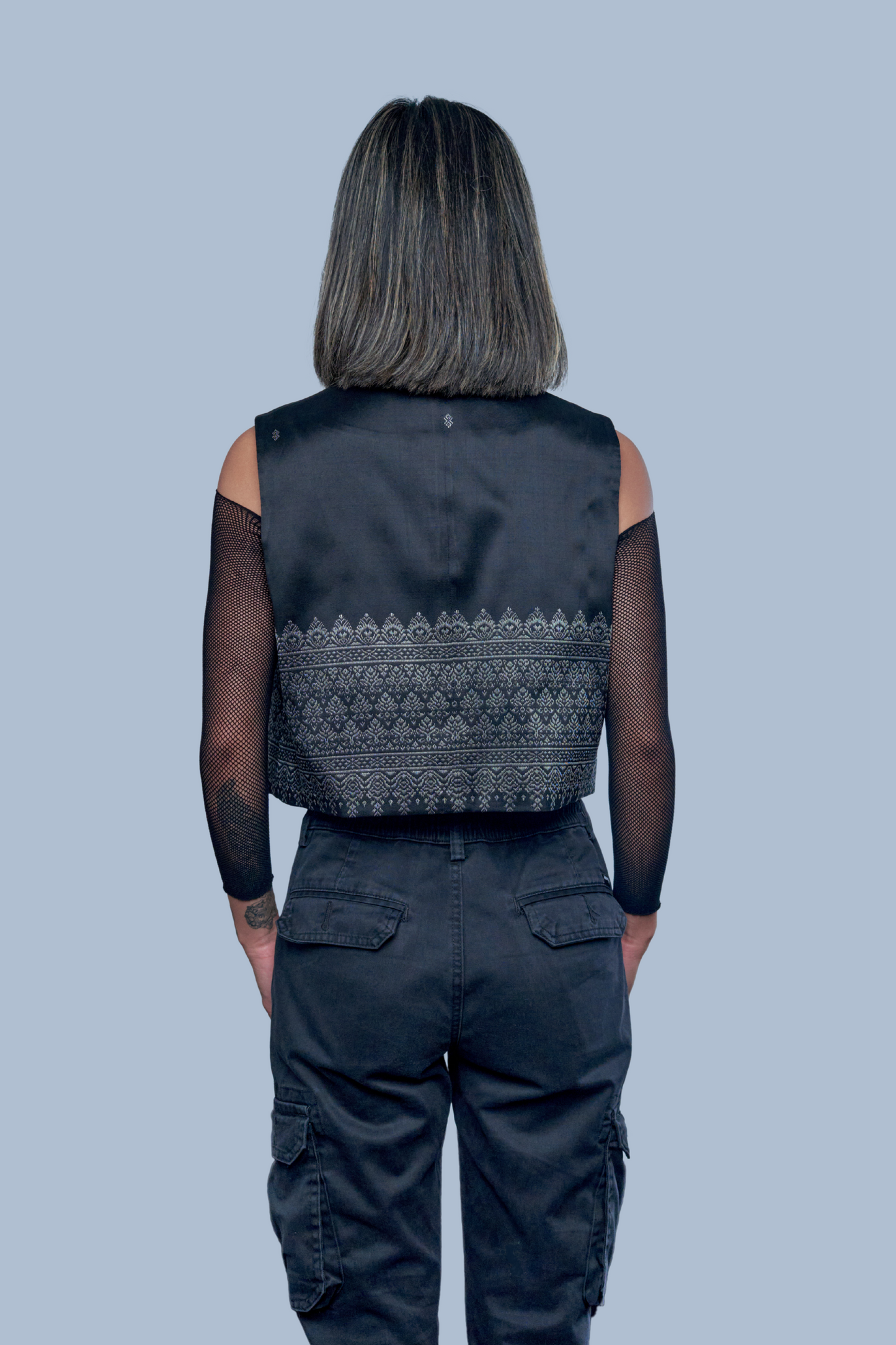 Legacy Black Vest - Cambodian Blended Silk - Women