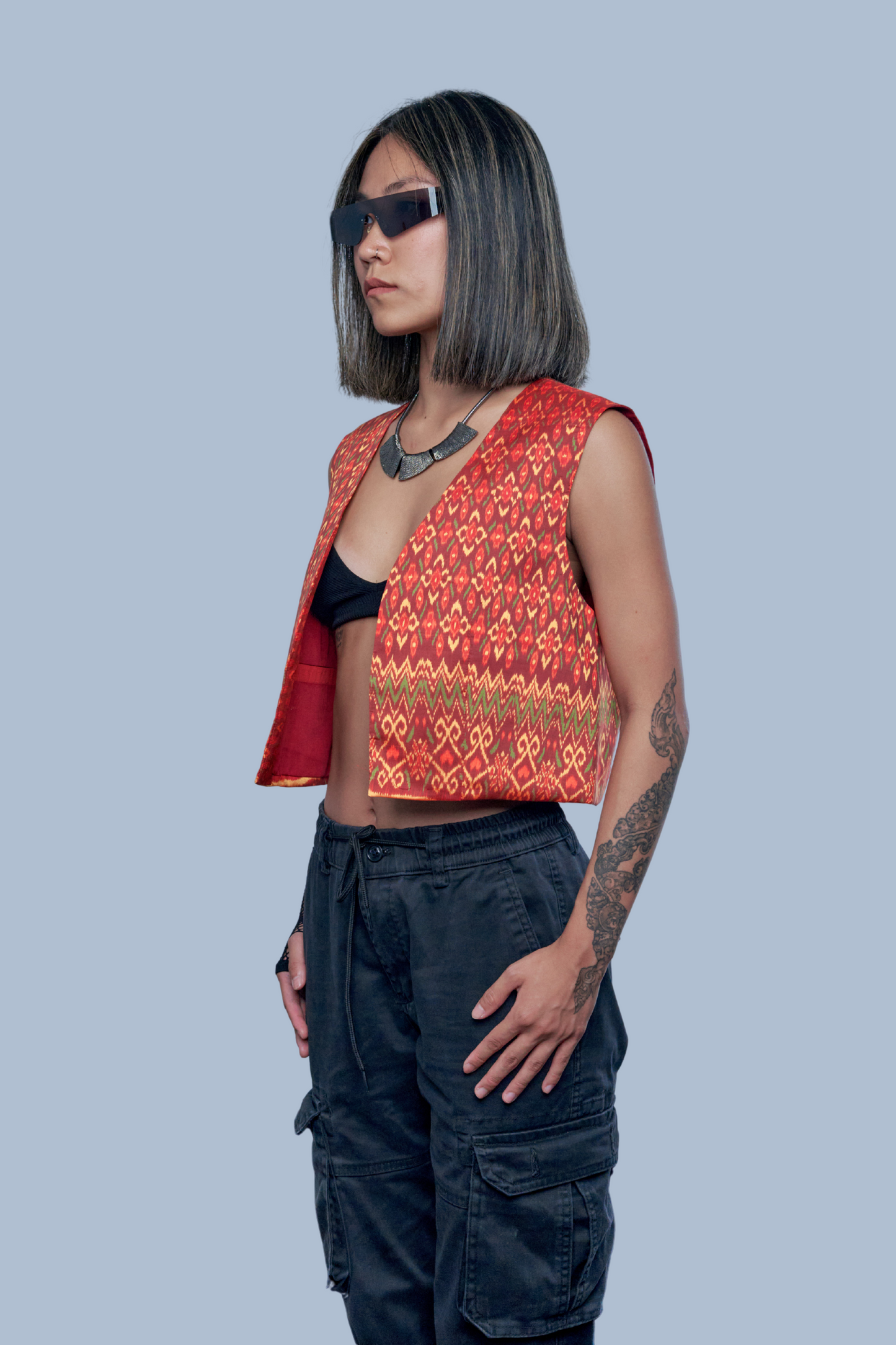 Heritage Red Vest - 100% Pure Cambodian Silk - Women
