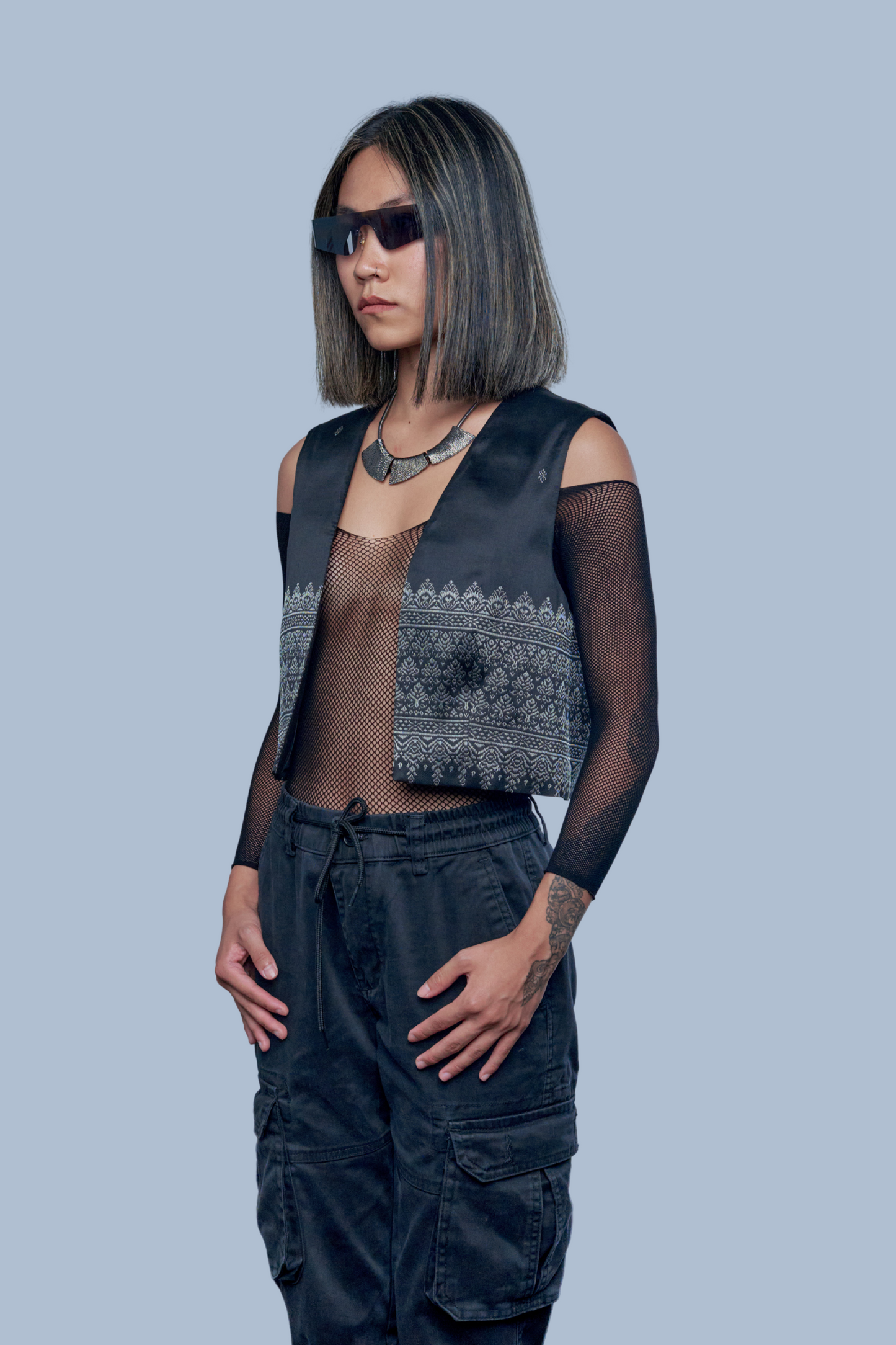 Legacy Black Vest - Cambodian Blended Silk - Women