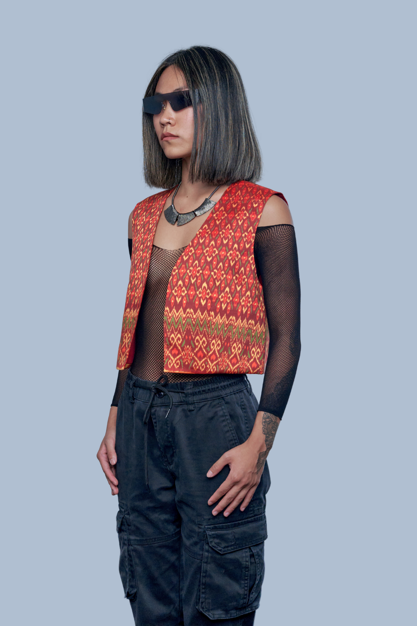 Heritage Red Vest - 100% Pure Cambodian Silk - Women