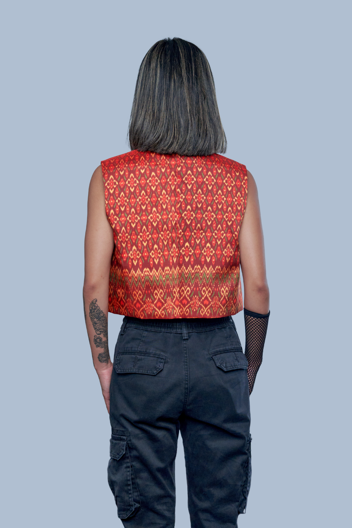 Heritage Red Vest - 100% Pure Cambodian Silk - Women