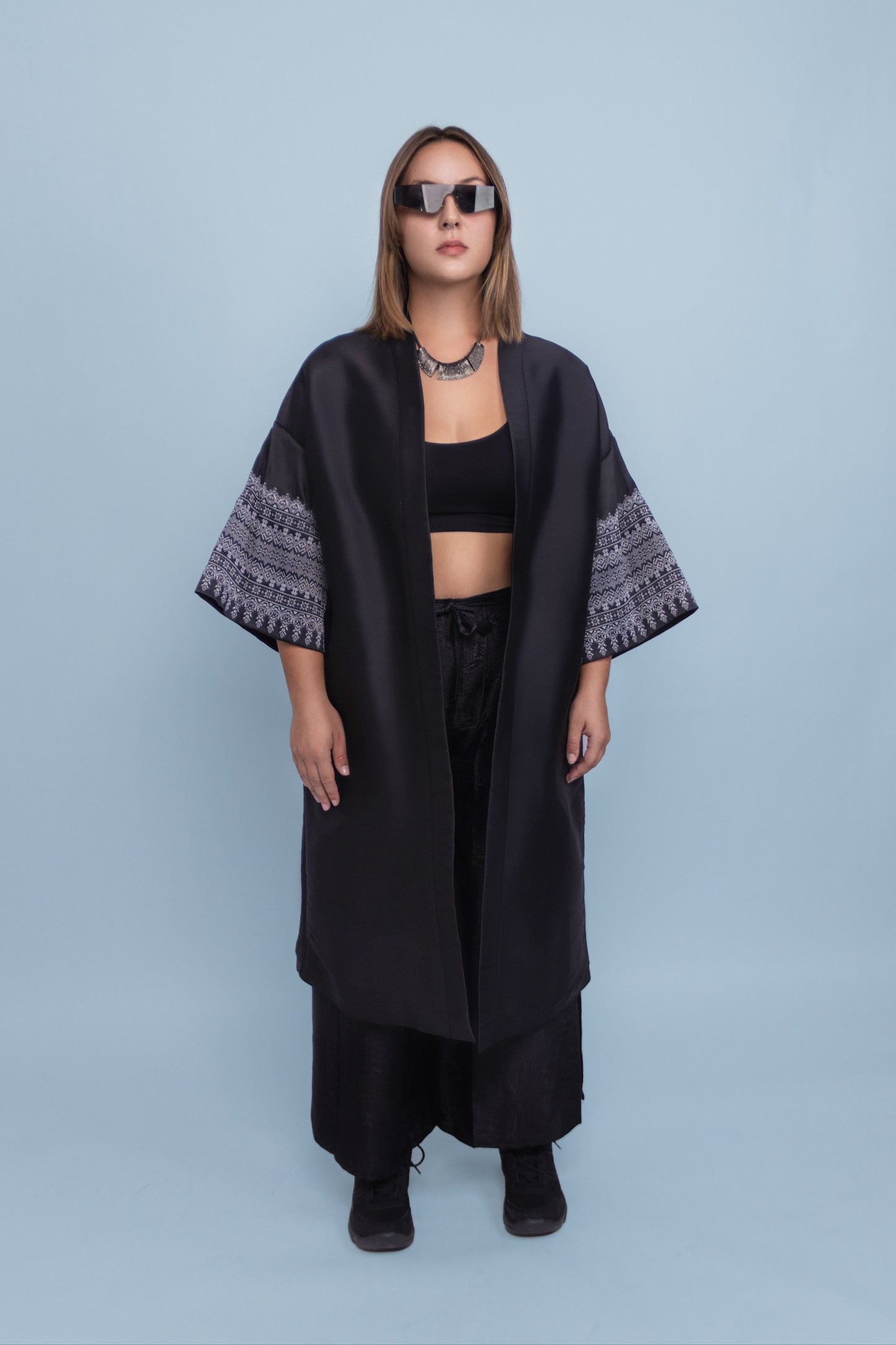 Timeless Black Robe - Cambodian Blended Silk - Unisex