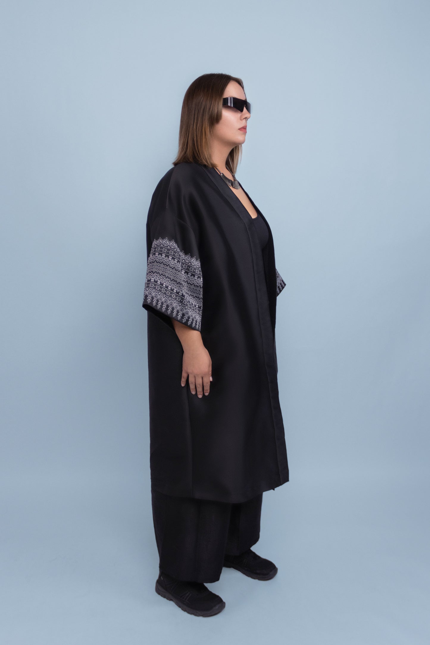 Timeless Black Robe - Cambodian Blended Silk - Unisex