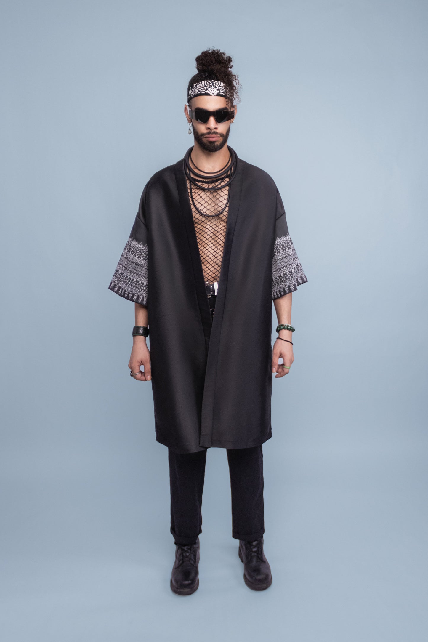 Timeless Black Robe - Cambodian Blended Silk - Unisex