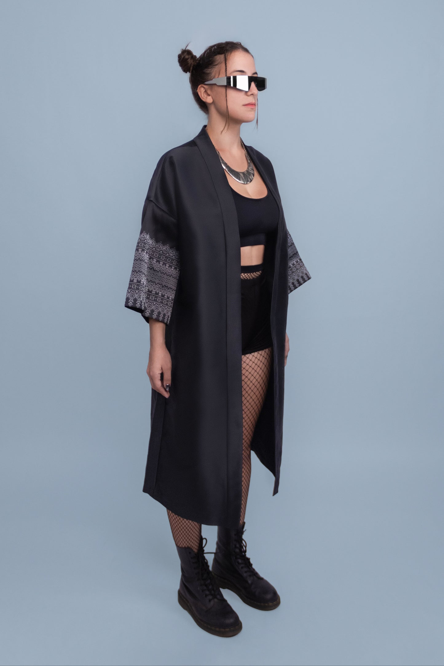 Timeless Black Robe - Cambodian Blended Silk - Unisex