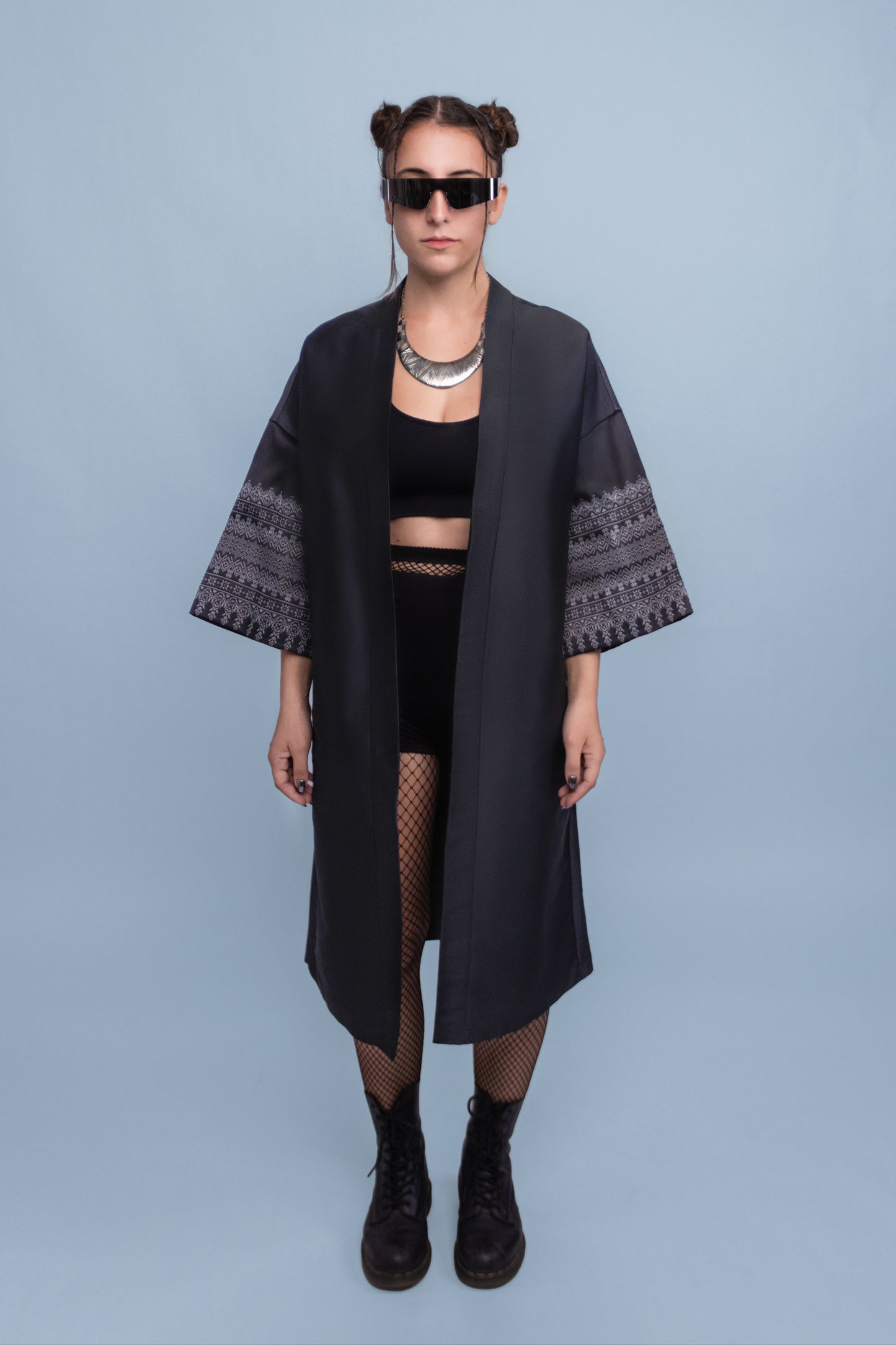 Timeless Black Robe - Cambodian Blended Silk - Unisex
