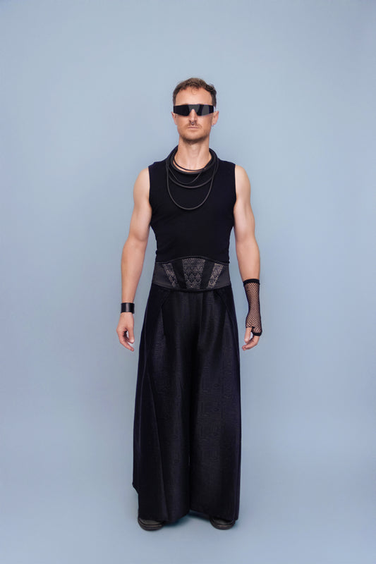 Imperial Black Corset Belt - Cambodian Blended Silk - Unisex
