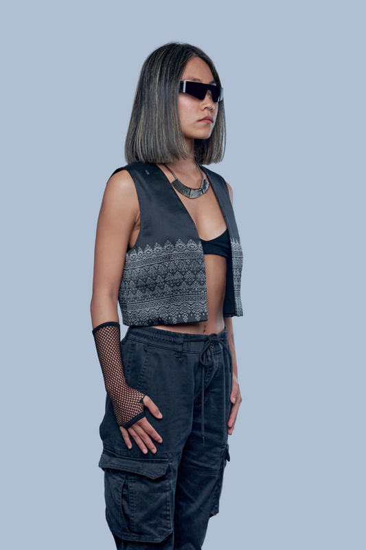 Legacy Black Vest - Cambodian Blended Silk - Women