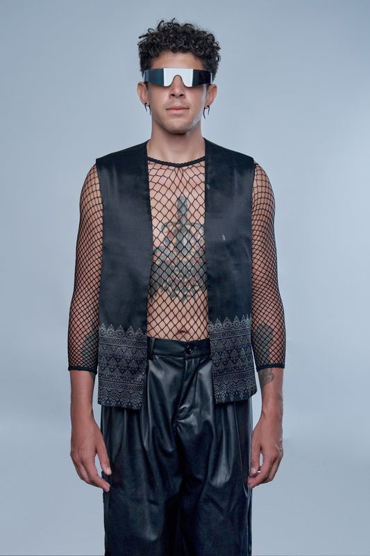 Legacy Black Vest - Cambodian Blended Silk - Men
