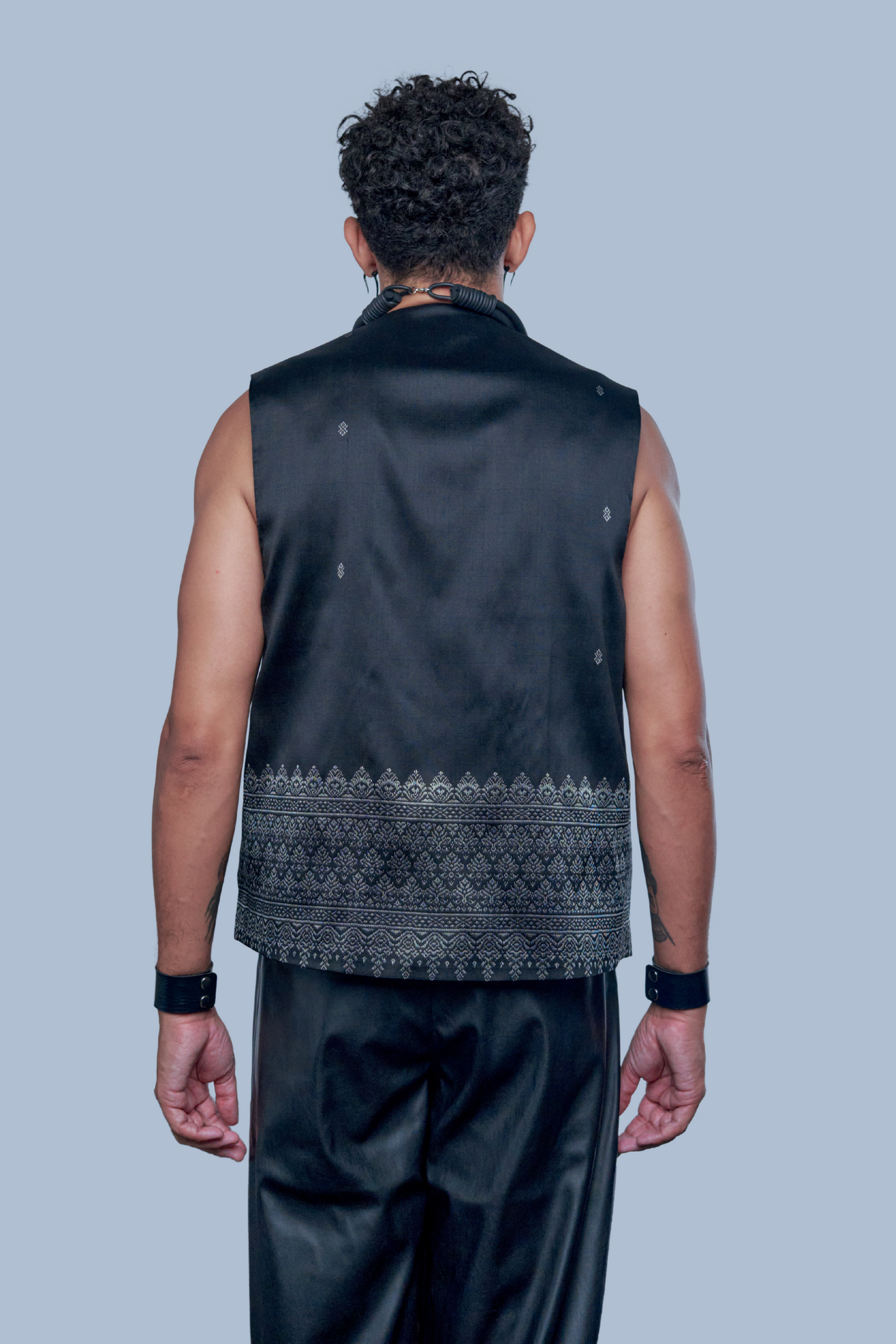 Legacy Black Vest - Cambodian Blended Silk - Men