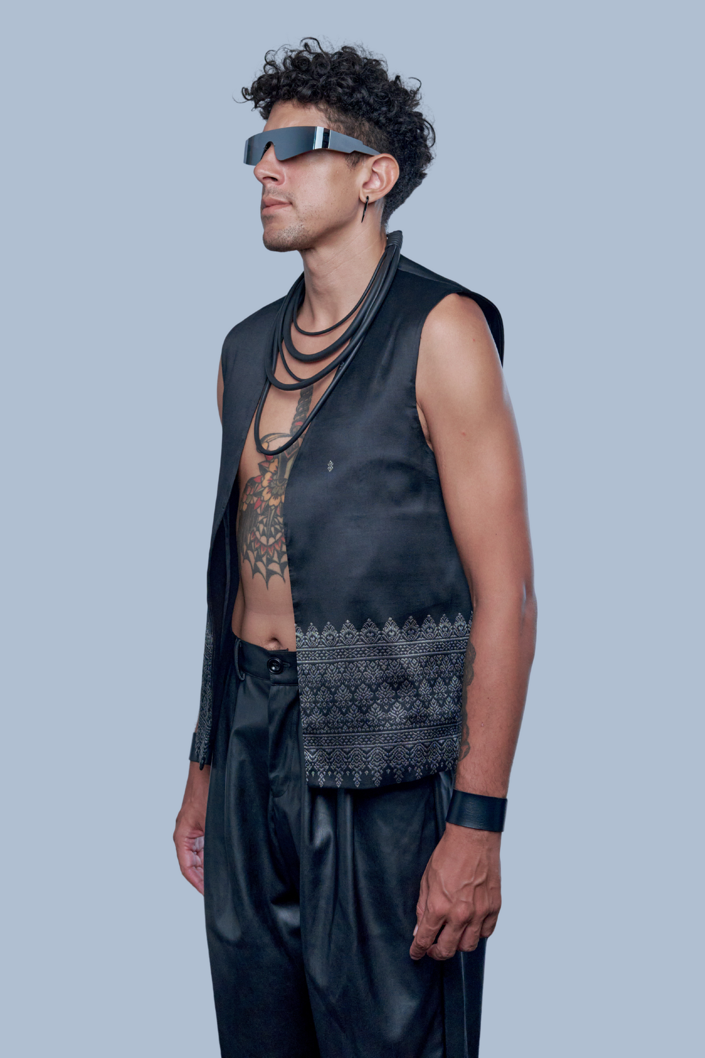 Legacy Black Vest - Cambodian Blended Silk - Men