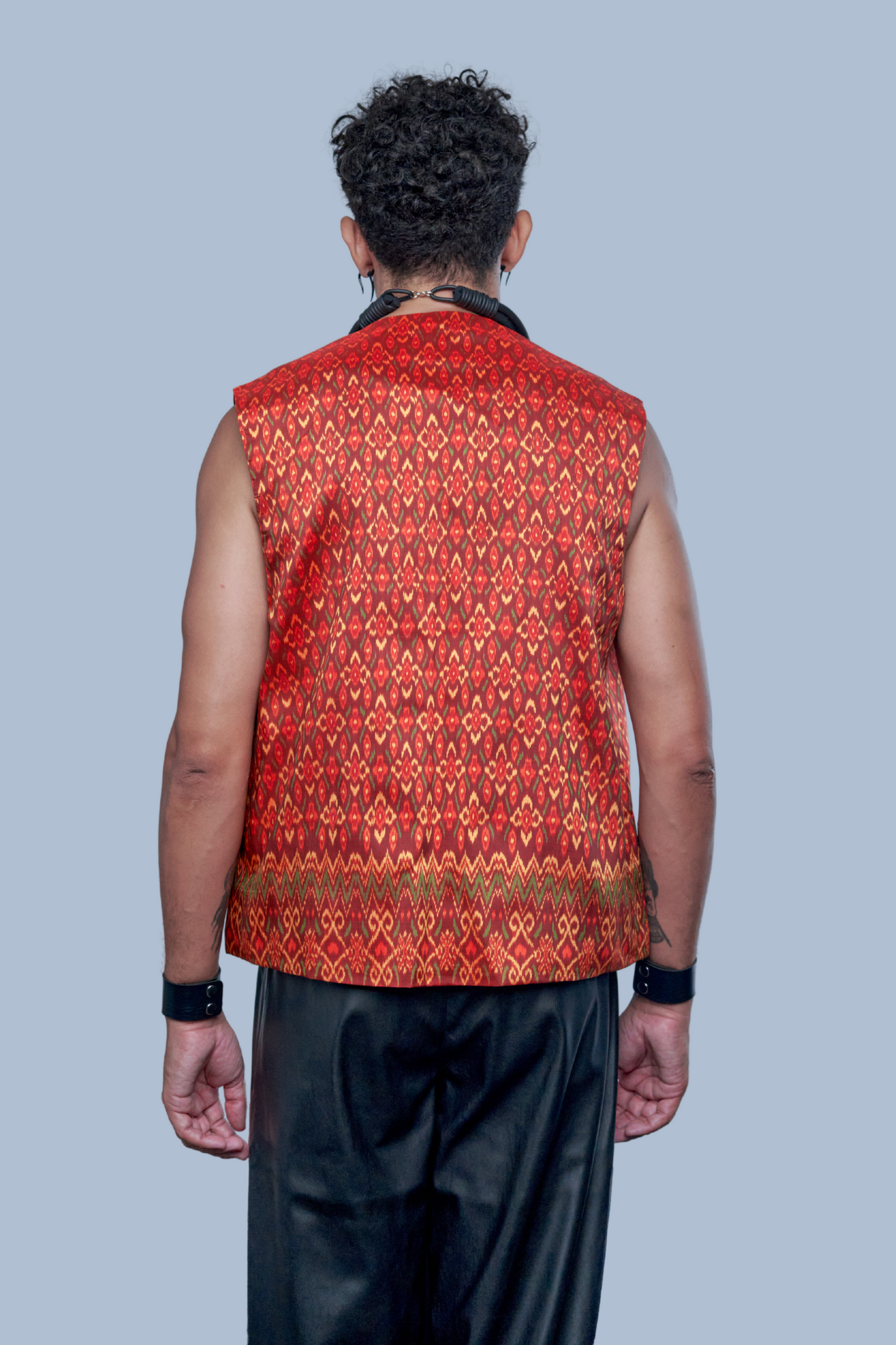 Heritage Red Vest - 100% Pure Cambodian Silk - Men