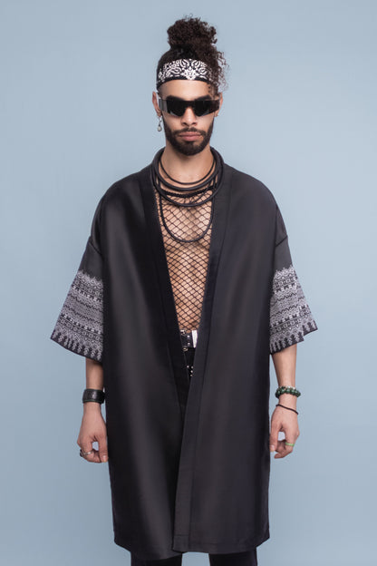 Timeless Black Robe - Cambodian Blended Silk - Unisex