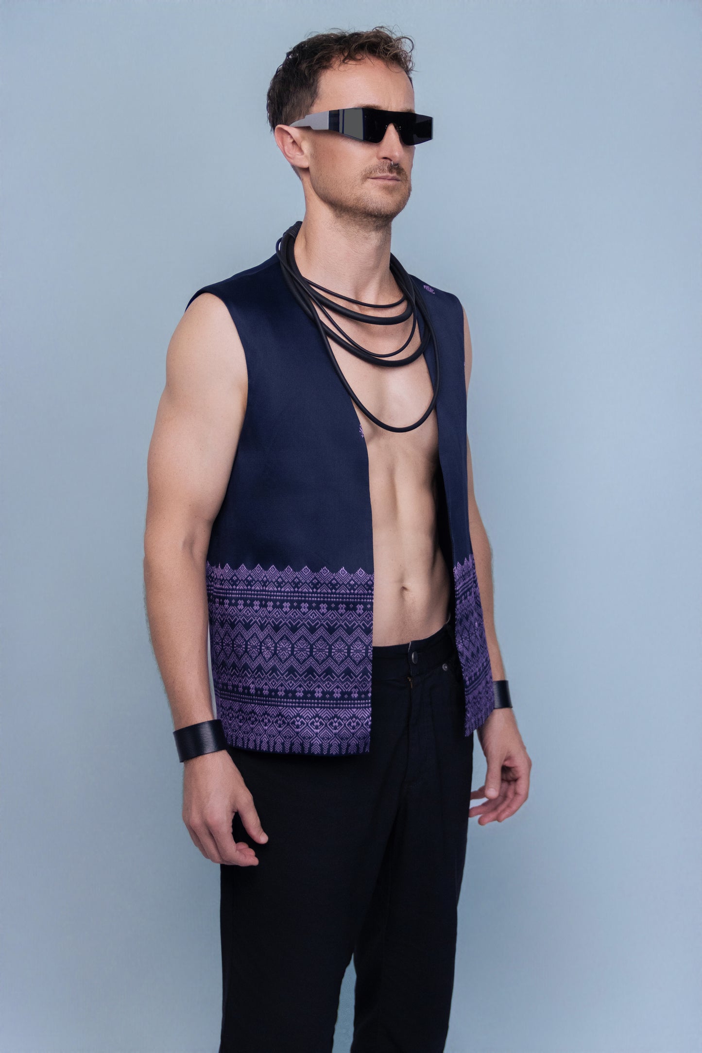 Vestige Purple Vest - Cambodian Blended Silk - Men