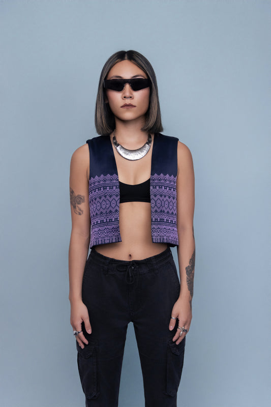 Vestige Purple Vest - Cambodian Blended Silk - Women