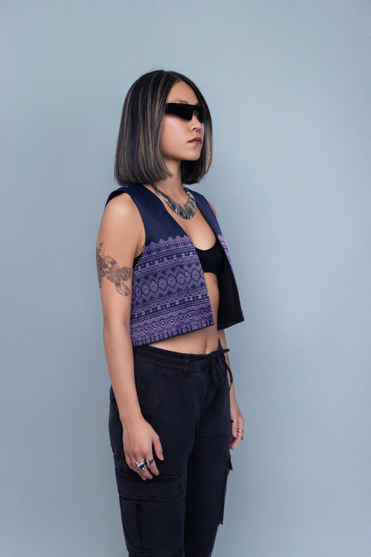 Vestige Purple Vest - Cambodian Blended Silk - Women