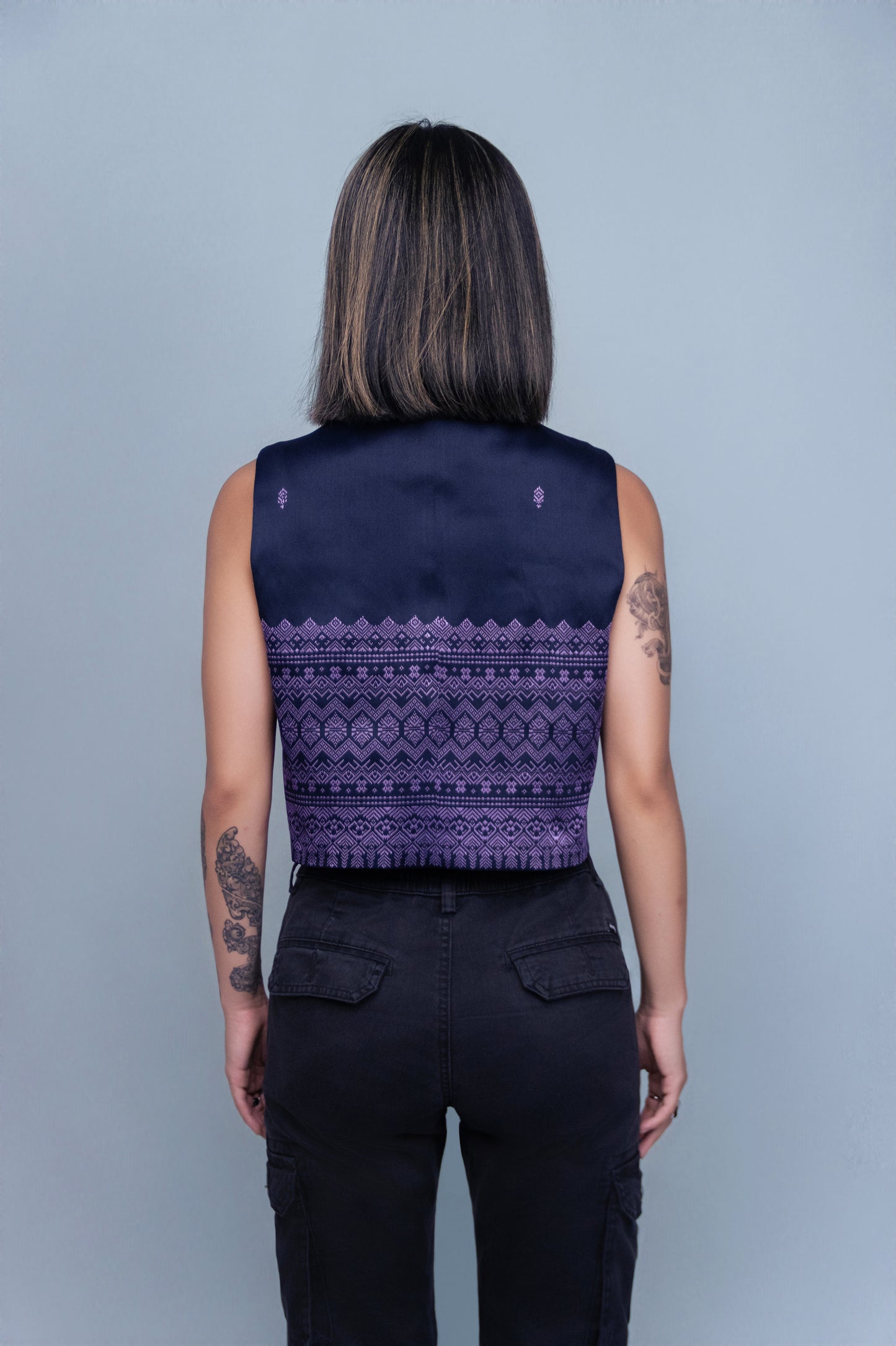 Vestige Purple Vest - Cambodian Blended Silk - Women