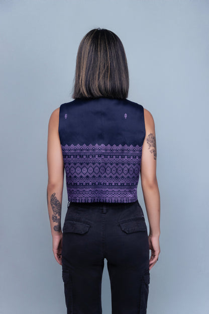 Vestige Purple Vest - Cambodian Blended Silk - Women