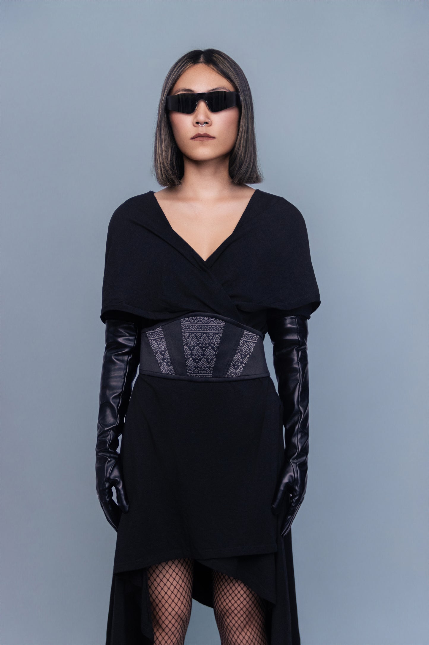 Imperial Black Corset Belt - Cambodian Blended Silk - Unisex