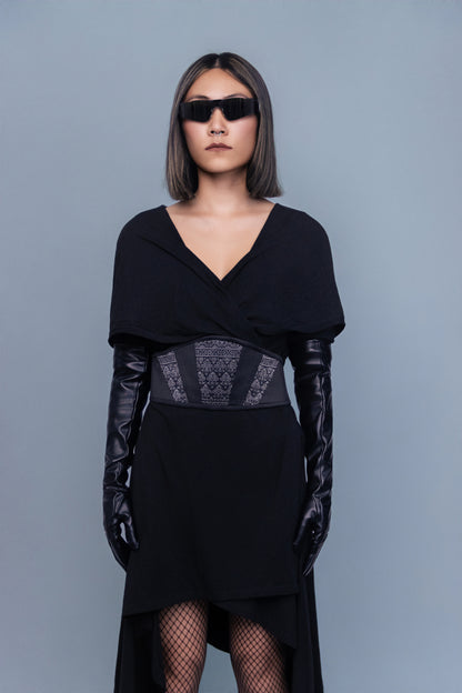 Imperial Black Corset Belt - Cambodian Blended Silk - Unisex