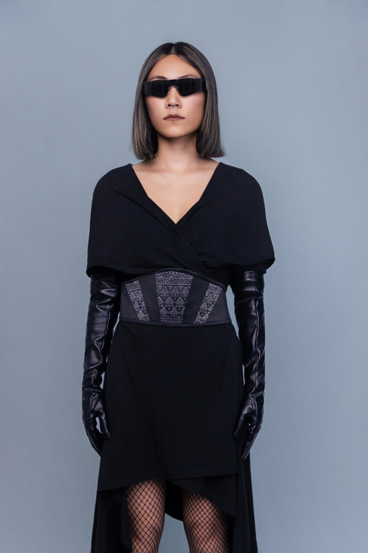 Imperial Black Corset Belt - Cambodian Blended Silk - Unisex