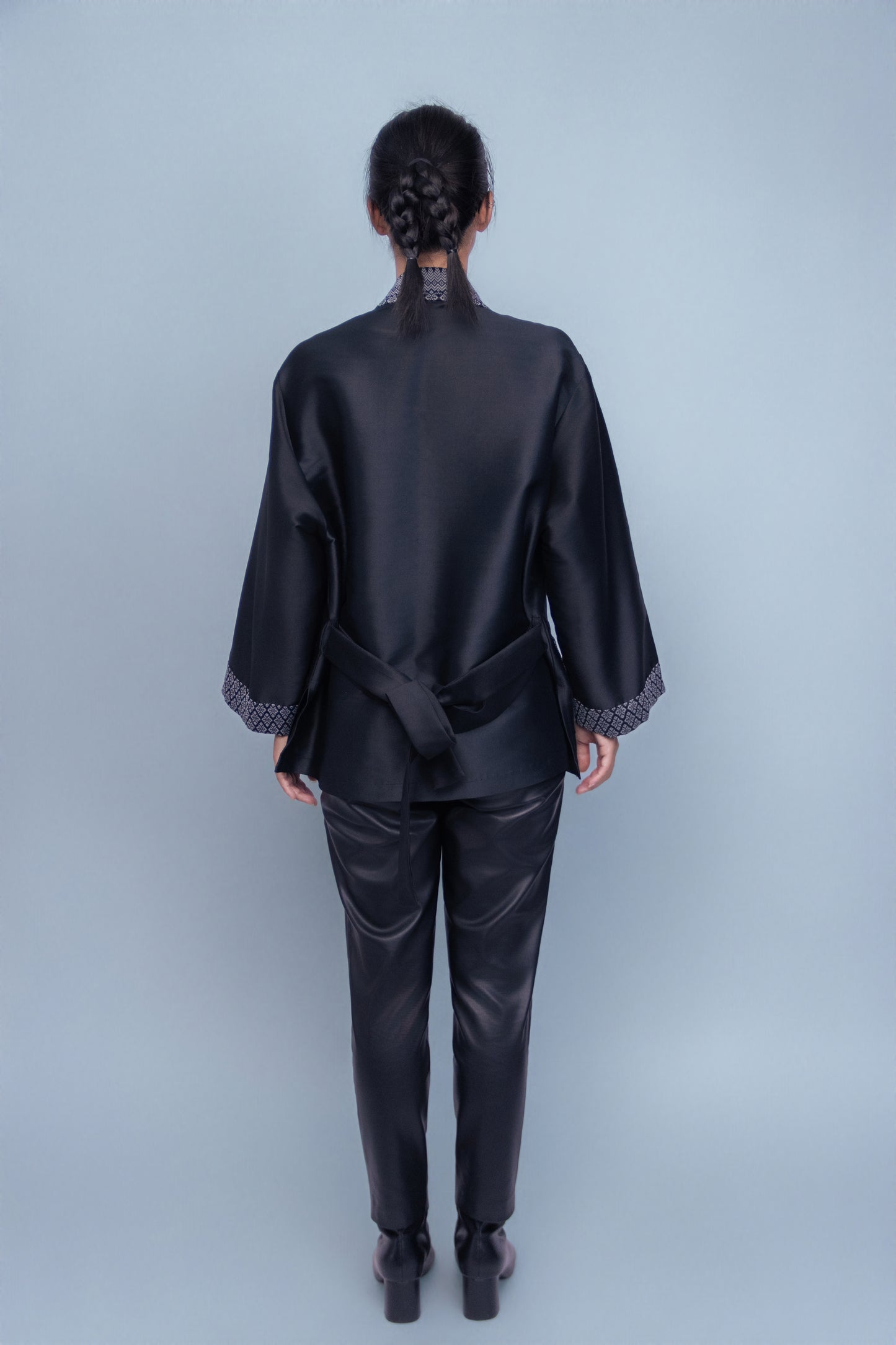 Royal Black Jacket - Cambodian Blended Silk - Unisex