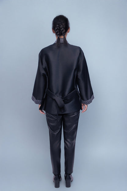 Royal Black Jacket - Cambodian Blended Silk - Unisex