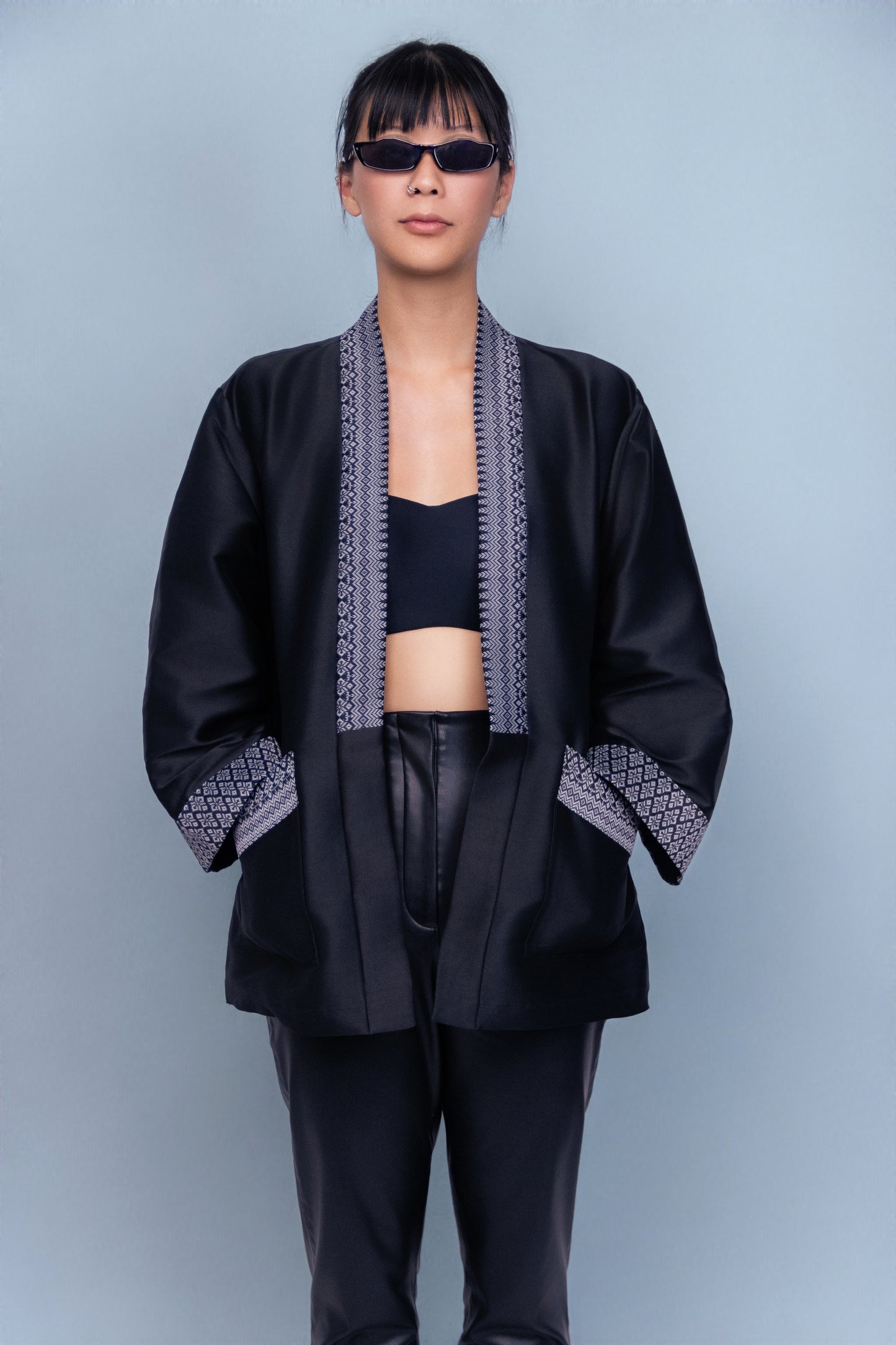 Royal Black Jacket - Cambodian Blended Silk - Unisex