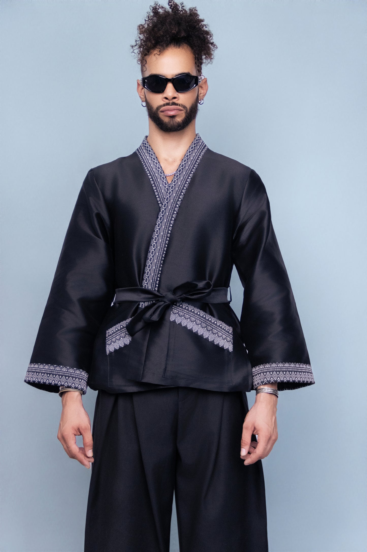 Royal Black Jacket - Cambodian Blended Silk - Unisex