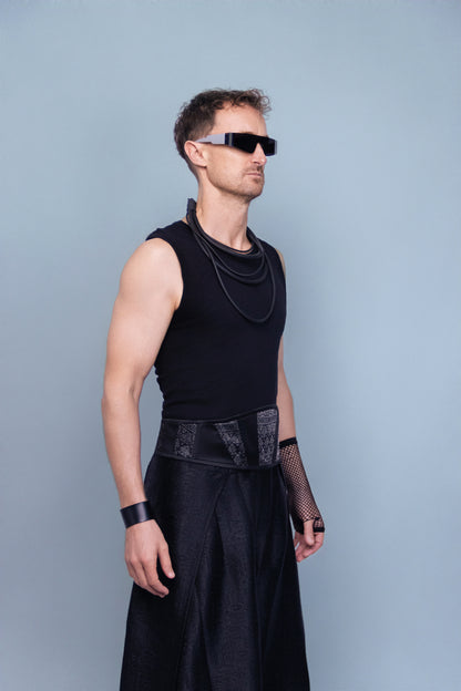 Imperial Black Corset Belt - Cambodian Blended Silk - Unisex