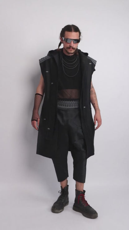Dynasty Black Adjustable Wrap Pants - Cambodian Blended Silk - Unisex Free Size
